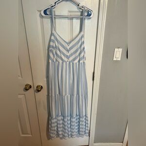 LC Lauren Conrad Blue and White Striped Maxi Dress